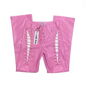 i.am.gia pink faux leather lace up xenia pants ♡